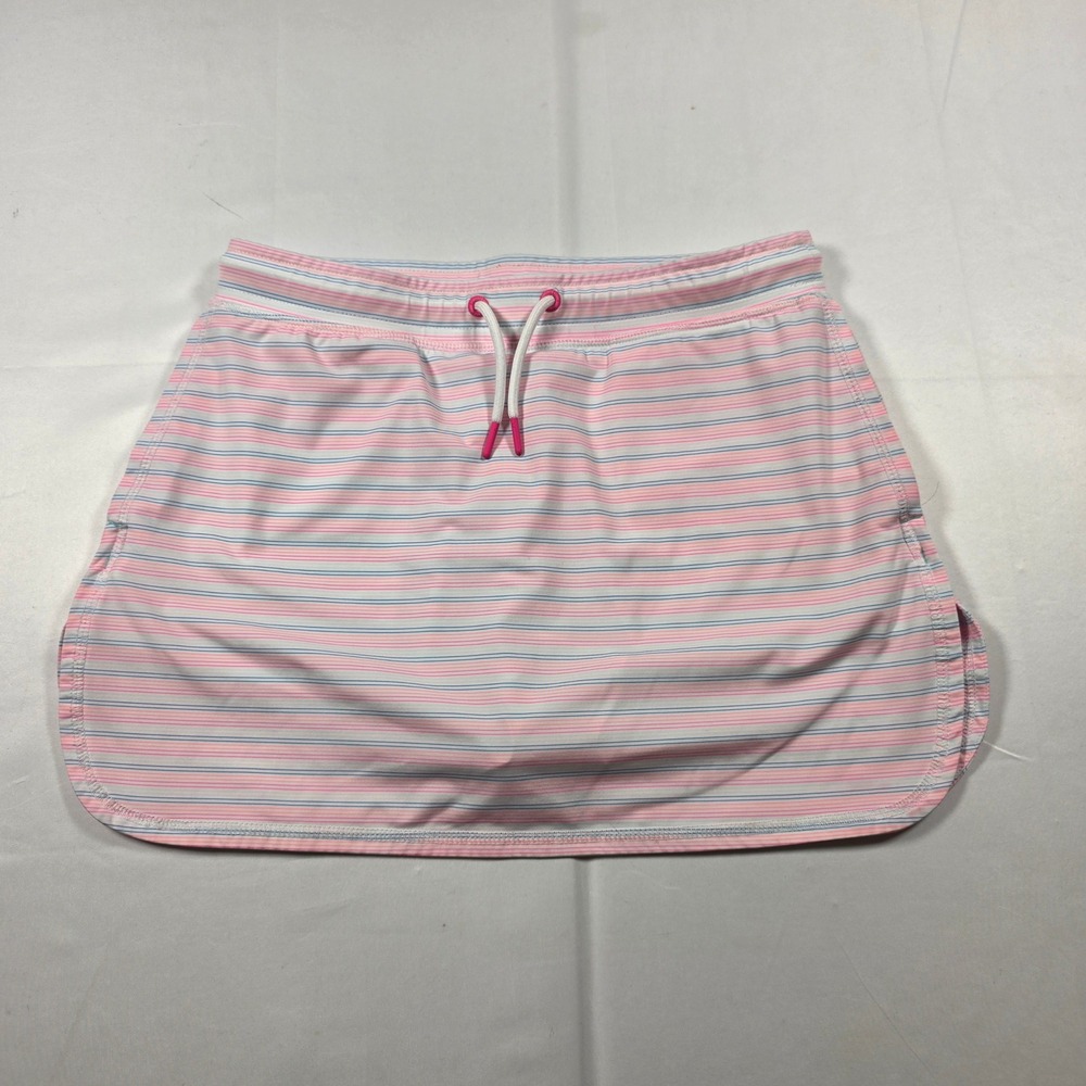 Vineyard Vines Performance Girls Skort Size L 14 Pink Blue Striped Activewear